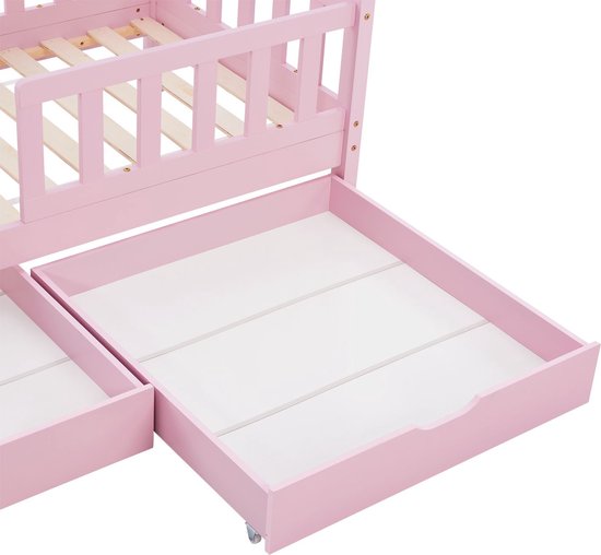 Kinderbett Marli - 80 x 160 cm - Rosa - inkl. Bettkästen