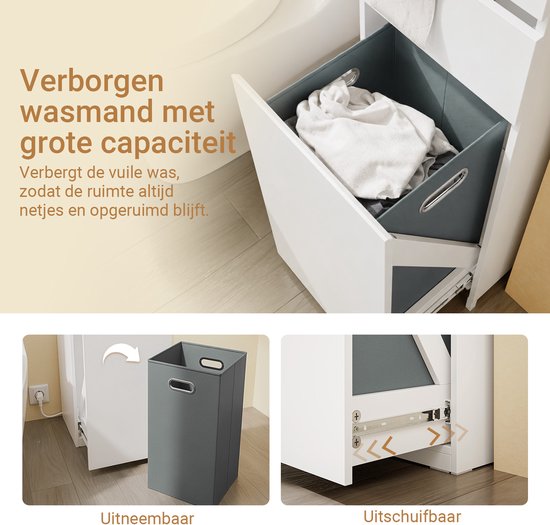 SoBuy BZR240-E-W Badezimmerschrank – 30 x 30 x 180,5 cm – Weiß