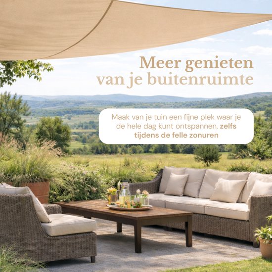 O'DADDY® Schattentuch 4x3m Rechteck - Sonnensegel - Sonnenschutznetz - Markise mit Befestigungsmaterial - Wasserdicht - UV30 Sonnenschutz - Beige
