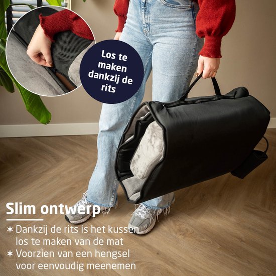 BREND - Elektrische Massagematratze und Kissen - BR-2230 - 5 Vibrationsmodi - 3 Intensitäten - 170 x 55 CM - Grau