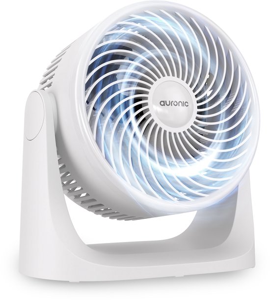 Auronic Tischventilator – 3 Geschwindigkeitsstufen – Mini-Ventilator – Standventilator – Wandmontage möglich – 41 dB – 90°-Oszillation – 7 Meter Luftstrom – Weiß