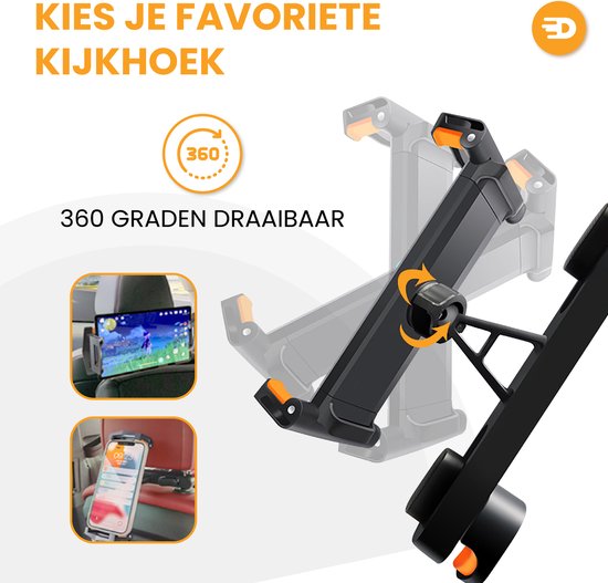 Drivv. Luxuriöser Tablet-Halter - Für Auto - Kopfstütze - 360 Grad drehbar - Für Tablet, Telefon und mehr