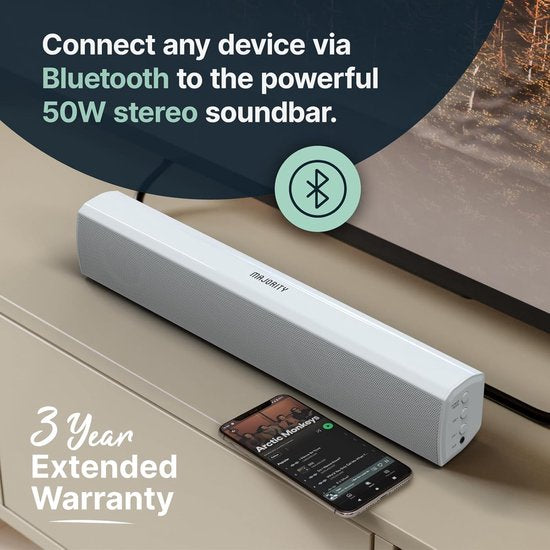 Majority Bowfell Compact Sound Bar - Bluetooth - Optisch - USB - 50W - Weiß