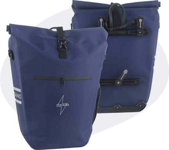Voltano Luxe E-Bike Gepäcktasche 28L - Marineblau - Gepäckträgertasche mit Laptop-Fach - 100% wasserdicht - mit Schultergurt