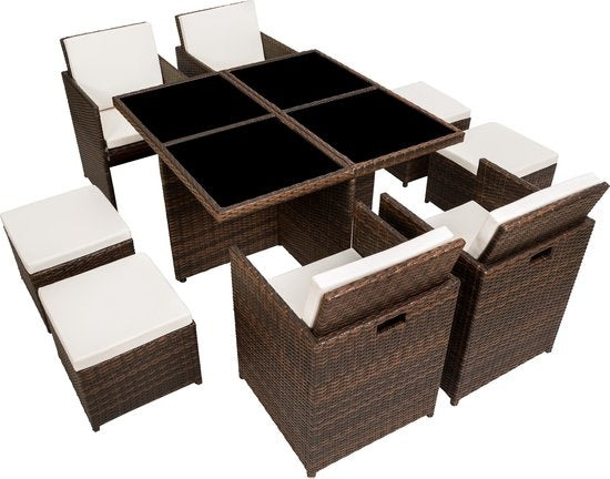 tectake - Geflecht-Gartensitzgruppe Manhatten - inkl. Schutzhülle - schwarz/braun- 403845