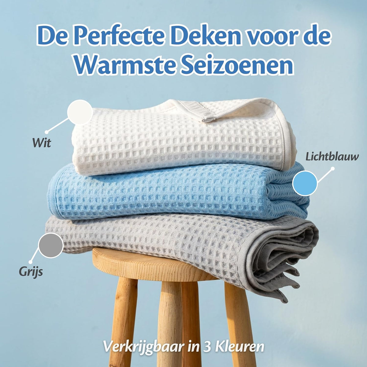 ELLA Kühldecke aus Tencel – 135 x 200 cm – Atmungsaktive Sommerdecke – OEKO-TEX – Himmelblau