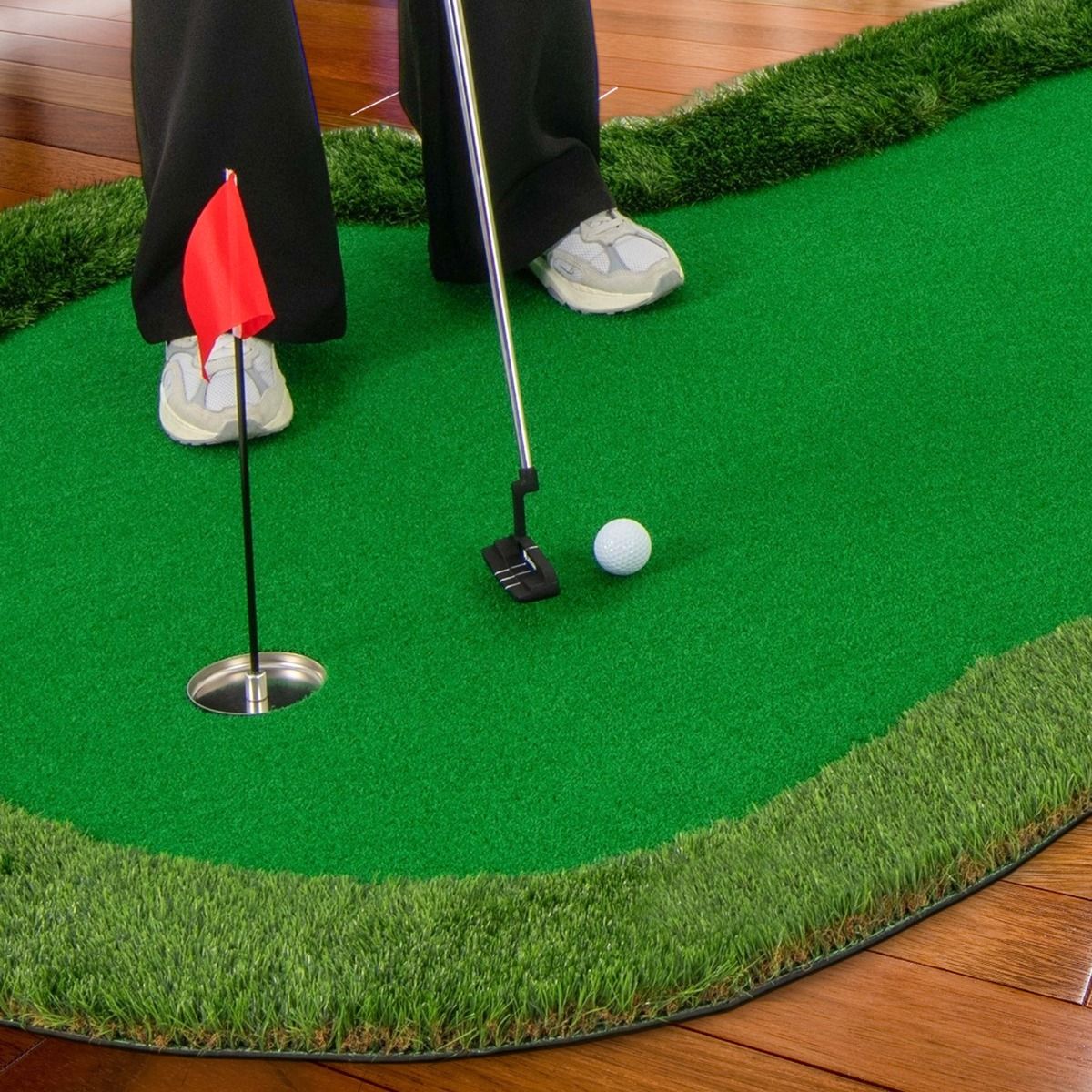 Coast Golf-Puttingmatte – 3 Löcher – inklusive Golfbälle und Flaggen – 300 x 150 cm – grün