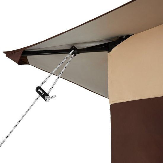 Tectake Faltbarer Pavillon Carabobo - 364 x 364 x 294cm - Braun