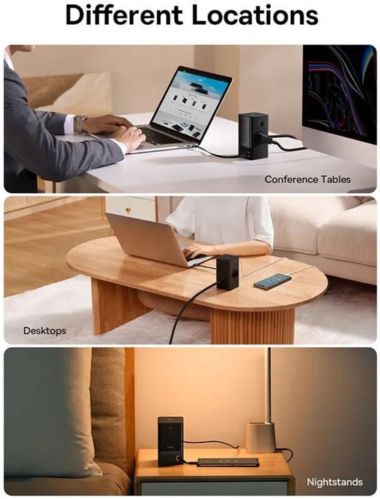 Baseus GaN 65-W-Schnellladestation mit AC/USB-C/USB-A, schwarz