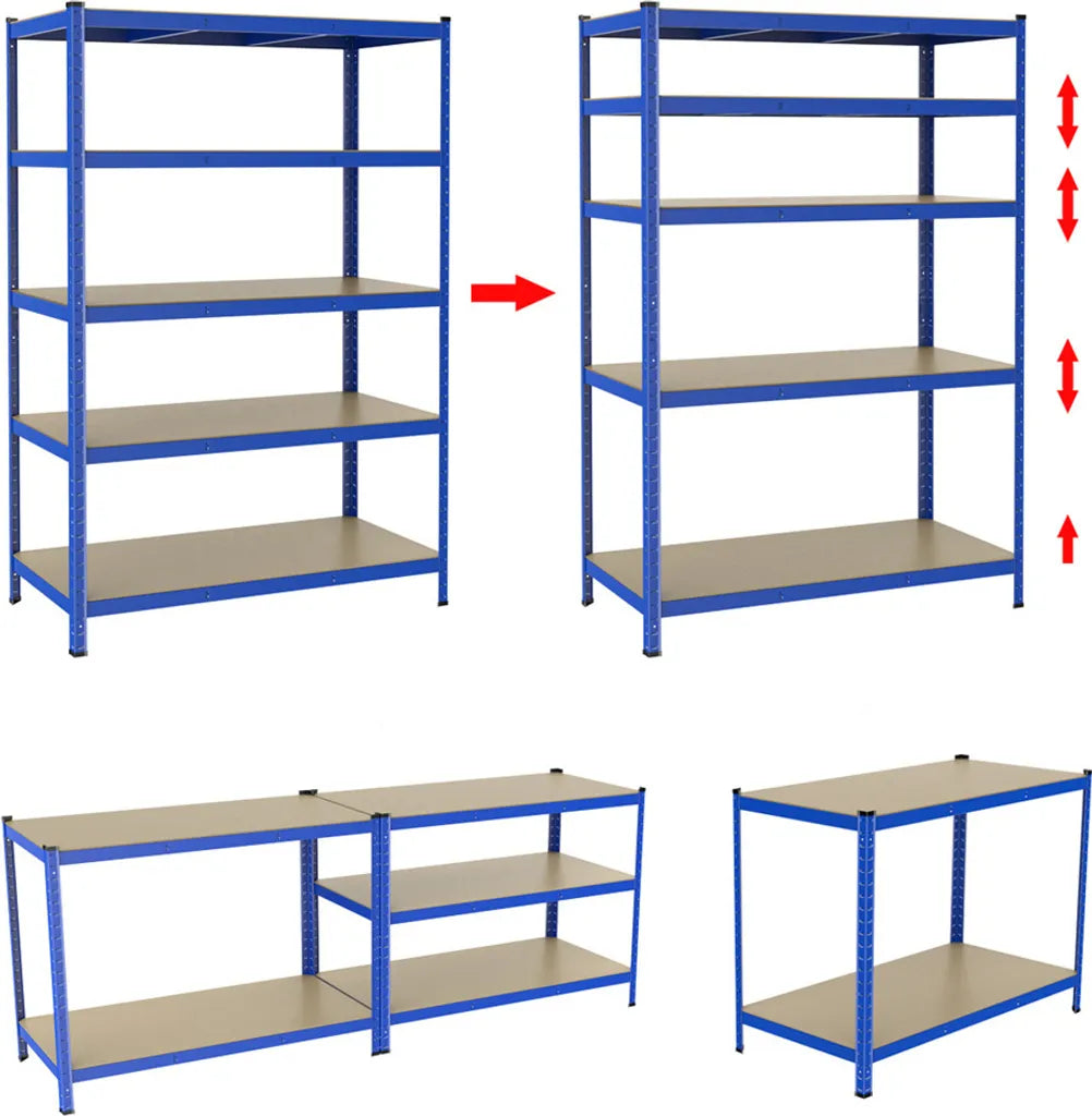 Yaheetech Heavy-Duty-Lagerregal 120 x 60 x 180 cm – Blau – Metallregal mit 5 Einlegeböden, 875 kg