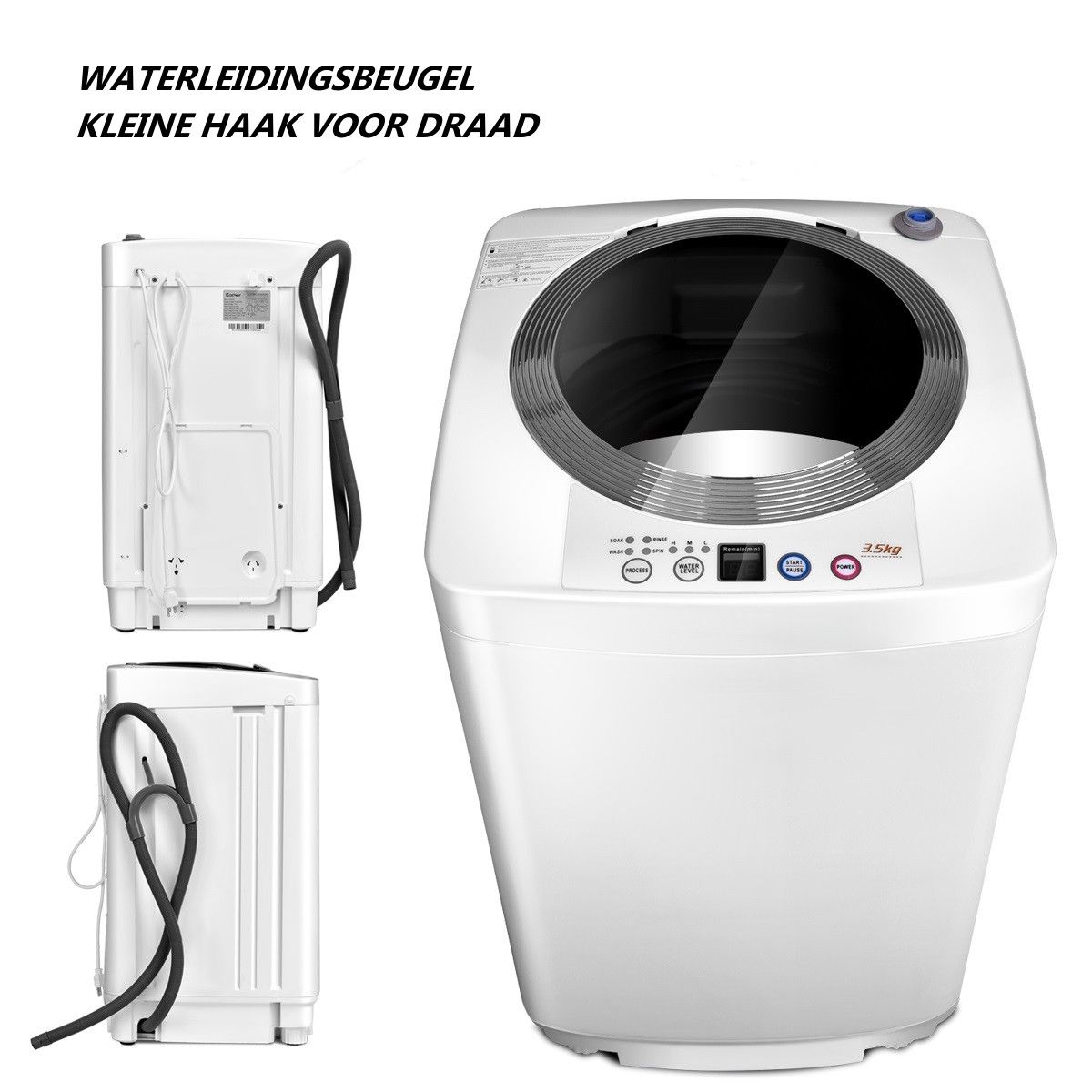 Coast Vollautomatische Waschmaschine – 2-in-1: Waschen und Schleudern – kompakt – weiß