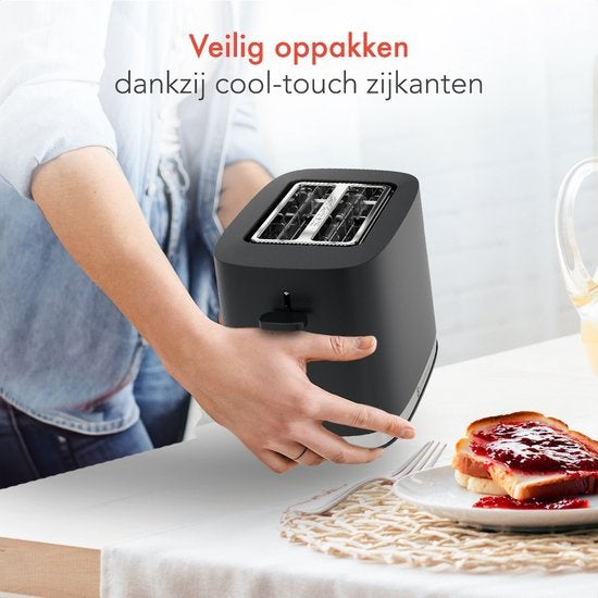 KitchenBrothers Toaster - Toaster - 6 Heizstufen - 2 extra breite Schlitze - 870W - Schwarz