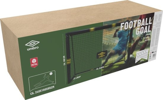 Umbro Fußballtor - Fußballtor 240 x 160 x 85 cm - Fußballtor groß - Outdoor-Spielzeug für Kinder und Erwachsene - schneller Aufbau - Fußball-Trainingstor - Metall - Schwarz/Gelb