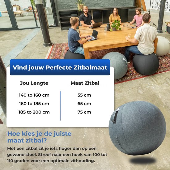 Backerz Sitting Ball 75 CM - Sitting Bälle mit Abdeckung Leinen - Ergonomische Büro und Home Office Stuhl - Luxus Yoga Ball - Olivgrün