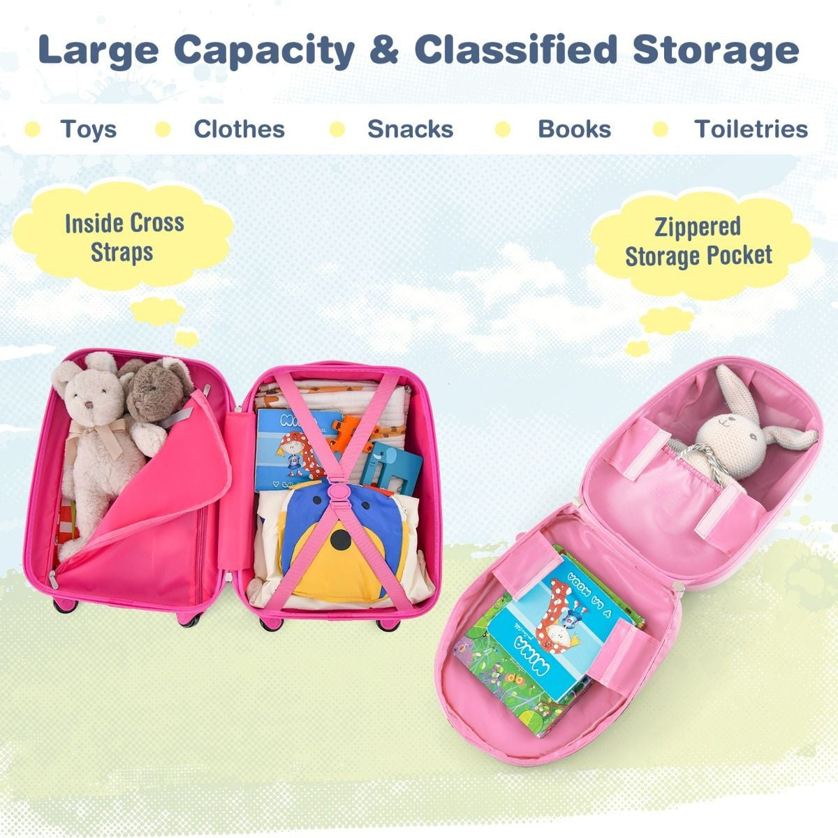 Coast 2-teiliger Kinderkoffer + Rucksack Kindertrolley - Hartschale Pink