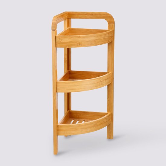 5Five Duschregal/Badezimmerregal, Eckmodell – Bambus – 3 Ebenen – 23 x 61 cm