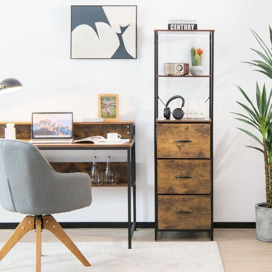 Coast Standregal boekenkast opbergkast met lade 43 x 39 x 156 cm bruin