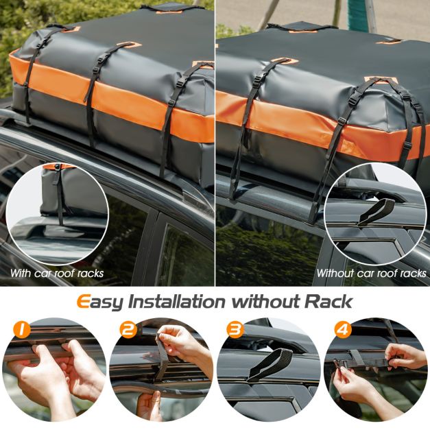 Costway Dachträger - Wasserdicht & Inkl. Anti-Rutsch-Matte - 560 Liter - 132 x 100 x 43 cm - Schwarz/Orange
