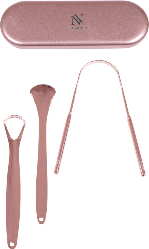 Nuvance - Professioneller Zungenschaber - 3 in 1 Set - für die Mundpflege - Zungenreiniger