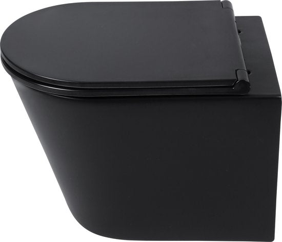 Wandtoilette „Differnz“ mit PK-Anschluss, randlos, inklusive Toilettensitz, mattschwarz