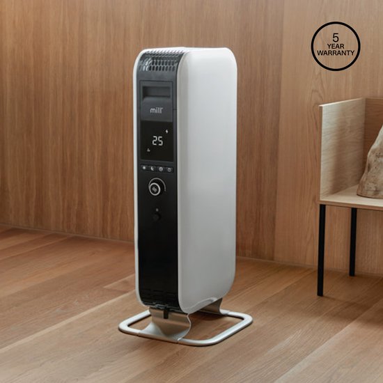 Mill AB-H1000DN – Design-Ölradiator – bis zu 16 m² – trocknet die Luft nicht aus – leise – weiß – 5 Jahre Garantie