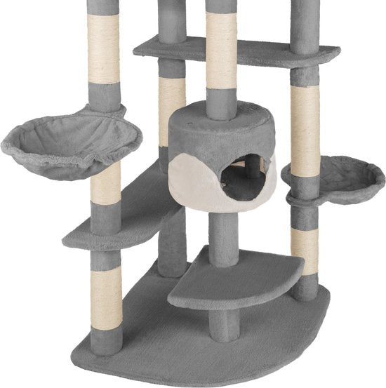 Tectake Kratzbaum Fippi - 83 x 68 cm - 4 Aussichtsplattformen - Grau/Weiß