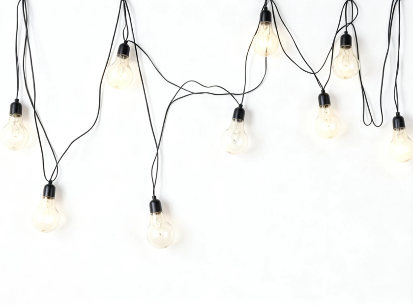 LED-Lichterkette, schwarz – 10 Lampen – E27 – Warmweiß – 570 cm