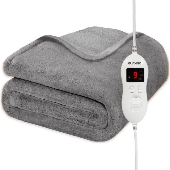 Auronic - Heizdecke - 9 Heizstufen - Überhitzungsschutz - 1 Person - 160x120cm - Grau
