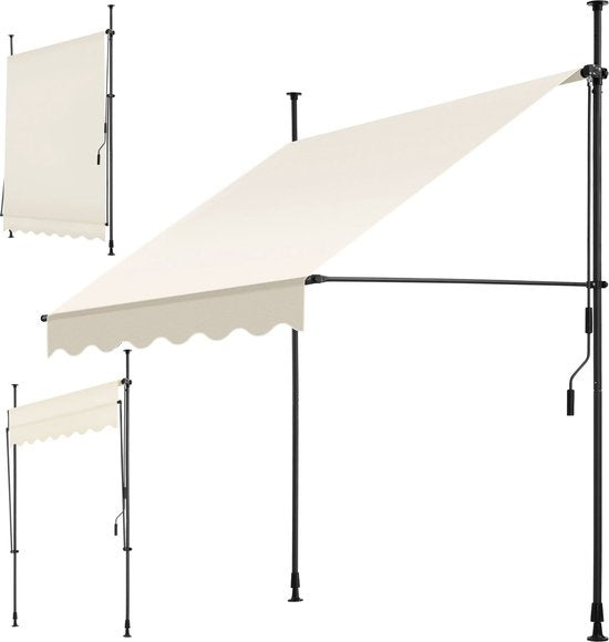 tectake - Klemmmarkise - Sonnenschirm - Verstellbar - Klemmmarkise - Sonnenschirm Balkon - 150 x 180 cm - beige - Markise - 404954