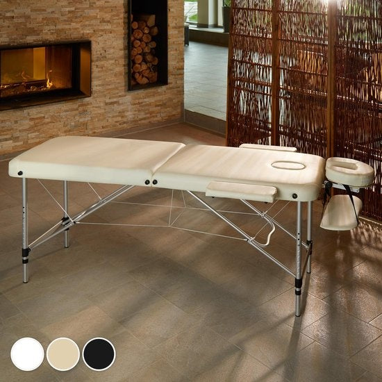 2-Zonen-Massagetisch - 4 cm Matratze - Alu - weiß - 402788