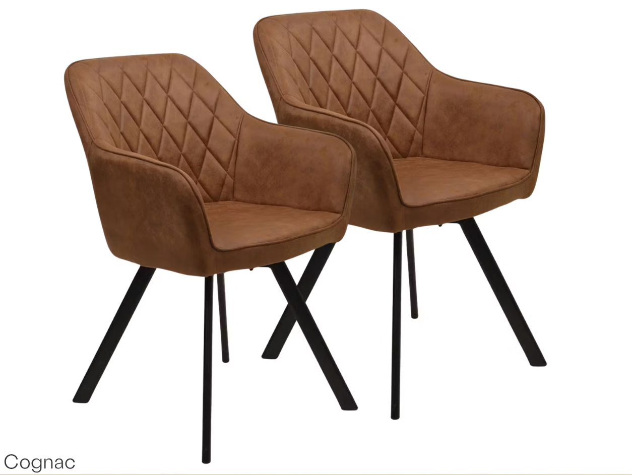 Furniture31 Brione Drehbare Esszimmerstühle - 2 Stück - Farbe Cognac