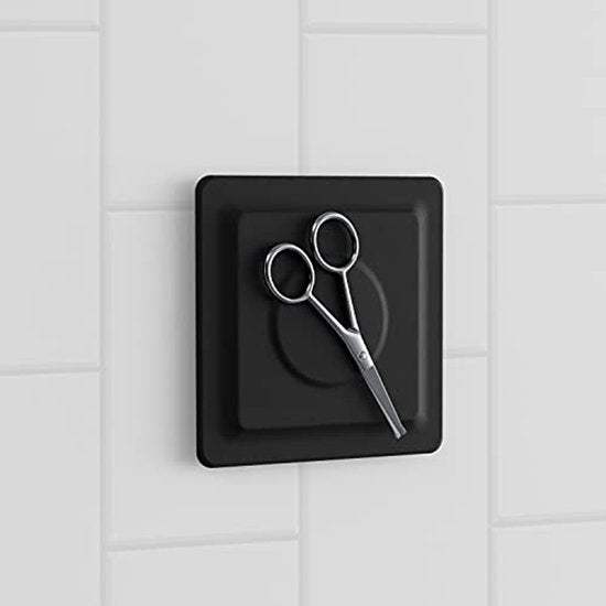 LOBUX® - Selbstklebender Magnethalter zur Organisation im Bad, Spiegel, Dusche, Wand [Soft-Touch-Silikon] - Bad-Organizer mit Neodym-Magnet extra stark für die Aufbewahrung im Bad (schwarz)