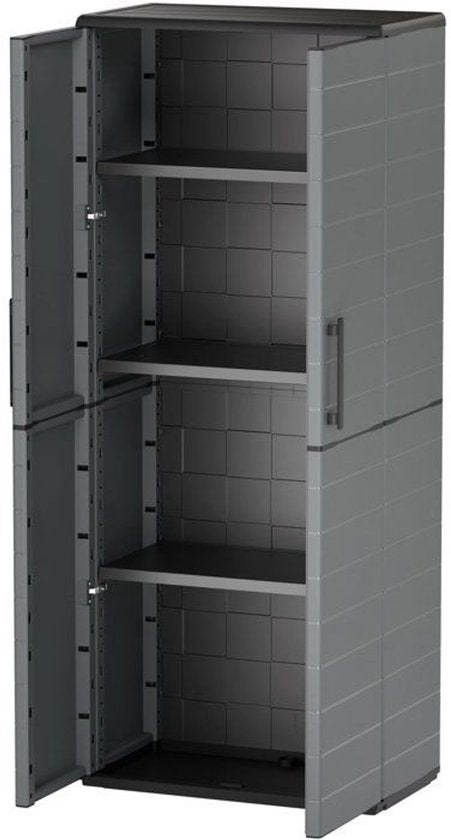 Hochschrank – TOOD – 2 Türen + 3 Polypropylen-Einlegeböden – 68 x 37 x H 163 cm – Grau