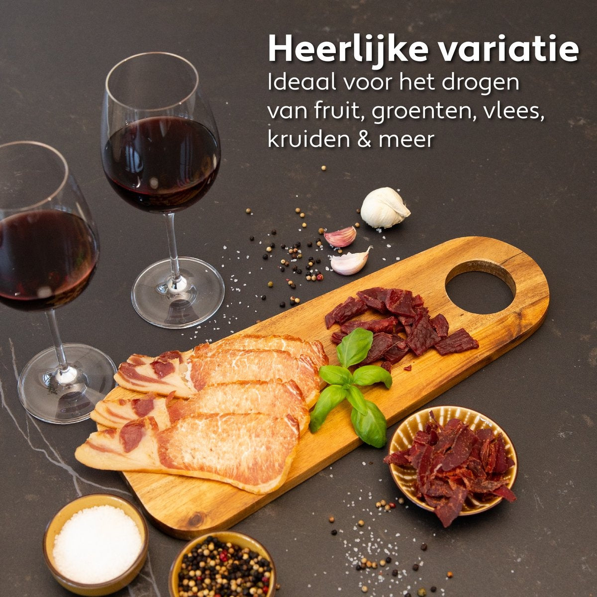 Vita5 Nobel S Food Dehydrator - Dörrgerät - Edelstahl - 24-Stunden-Timer - 30-90Â°C - 400 Watt - LED-Kontrollfeld - Dehydrator - 6 Schichten