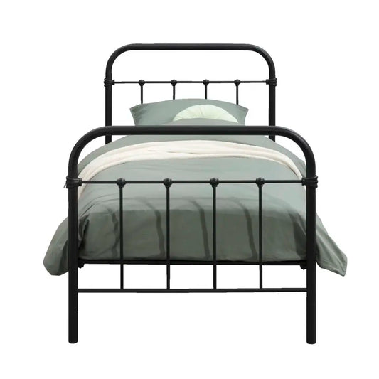 Leen Bakker Bett „Anne“ 90 x 200 cm – Metall – inklusive Lattenrost – matt anthrazit