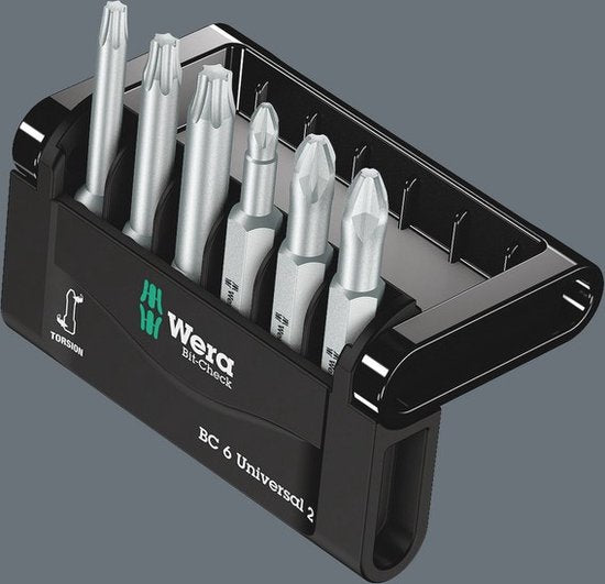 Wera Bit-Check 6 V Universal 1 05056478001 6-teiliges Bitset mit Innenvierkant (Robertson) Torsionszone