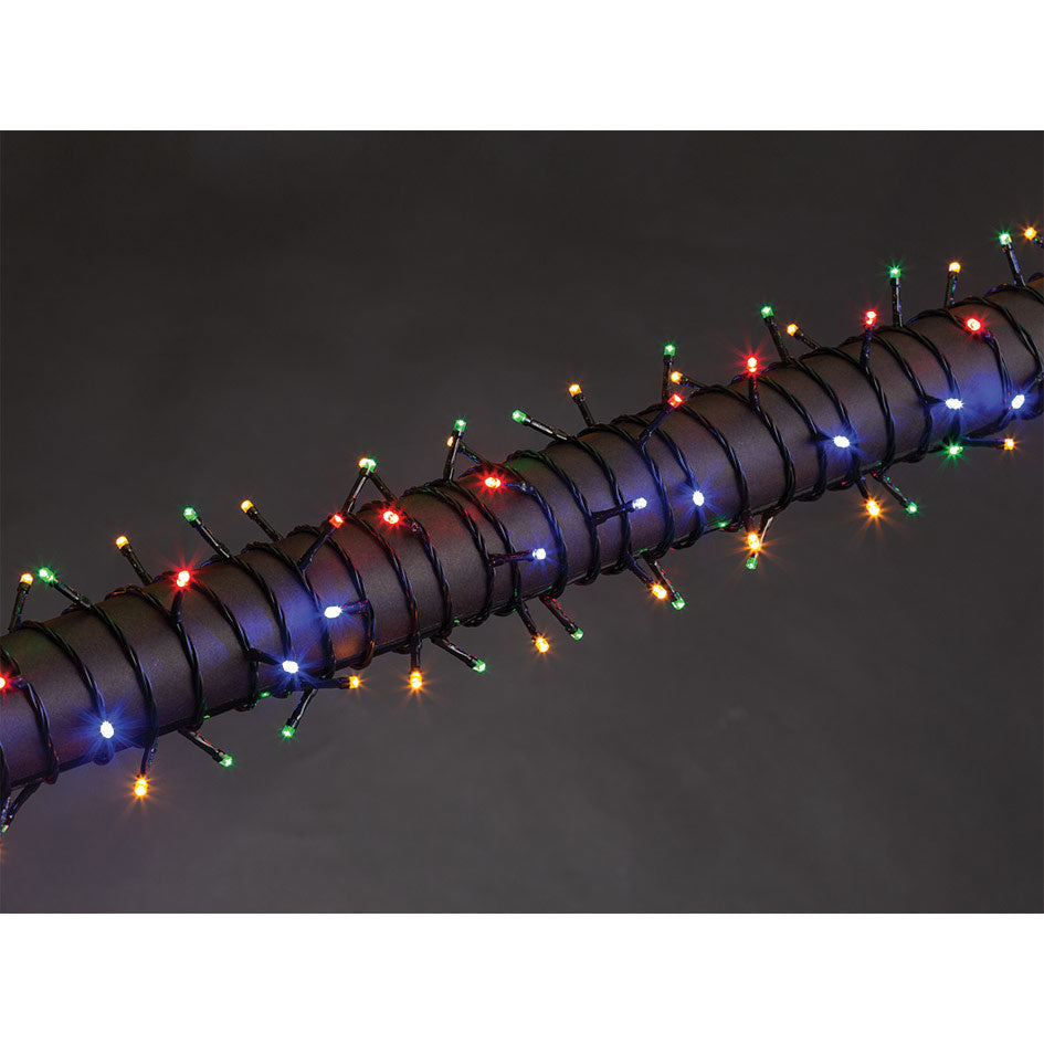 Wega LED, Lichtgirlande, 12 m, 80 LEDs, mehrfarbig, grünes Kabel, für den Innen- und Außenbereich, 24 V