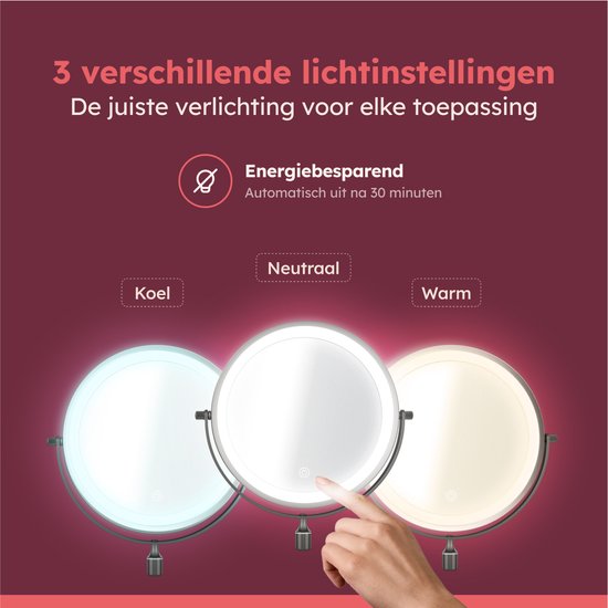 Fraay® Make-up-Spiegel - Mit LED-Beleuchtung - 10-fache Vergrößerung - Wiederaufladbar - Rasierspiegel - Badezimmerspiegel - Schwarz