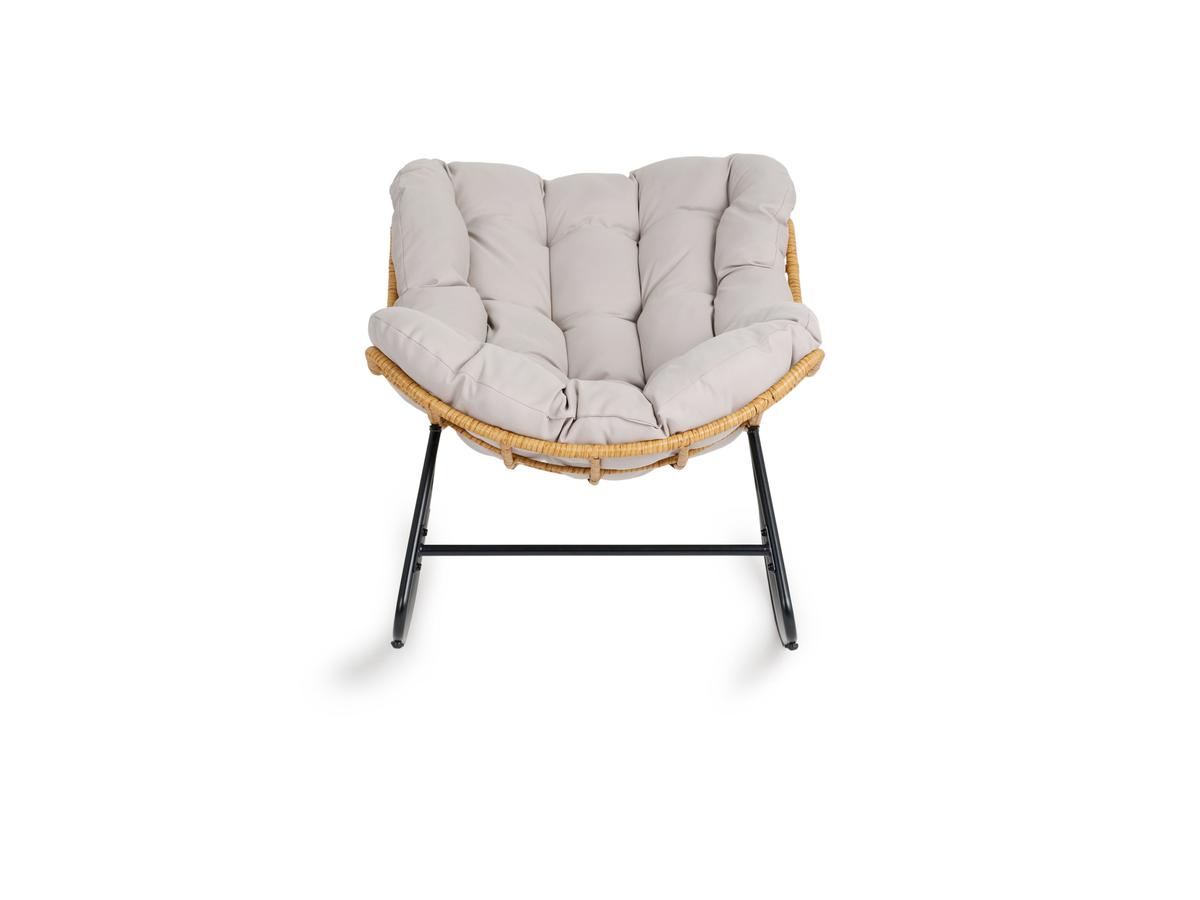 Lifa Garden Rattan-Schaukelstuhl mit Kissen – Naturfarben – 110 x 70 x 90 cm