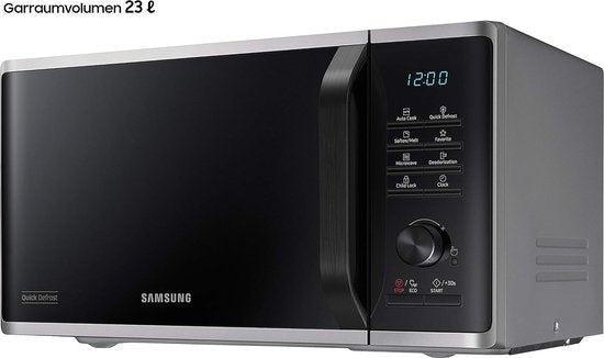 Samsung Mikrowelle MS2AK3515AS/EG – 800 W – Breite 48,9 cm – Innenraum aus kratzfester Keramik-Emaille – „Quick Defrost“-Auftauprogramm Innenraum aus kratzfester Keramik-Emaille