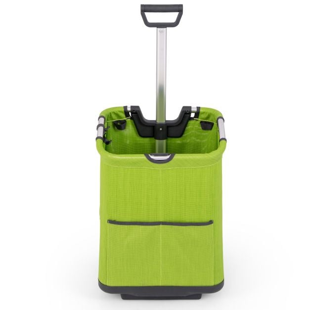 Coast Faltbarer Einkaufswagen - 50L Fassungsvermögen - Faltbares Design - Aluminiumrahmen - 2 Räder - Höhenverstellbar - 3 Ablagefächer - Grün