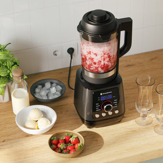 KitchenBrothers Blender - Thermoblender - 1.75L - Kochfunktion - 700+1000W - Smoothie Maker - Ice Crusher - Schwarz