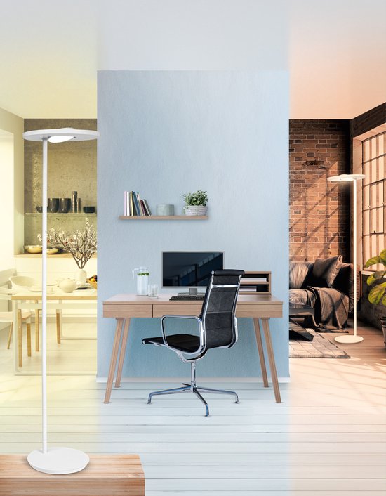 LEDVANCE SunHome Office Stehleuchte - 36W, 180 cm - Dimmbar Tunable White 2200-5000K - Wifi & Smart Home - Silber