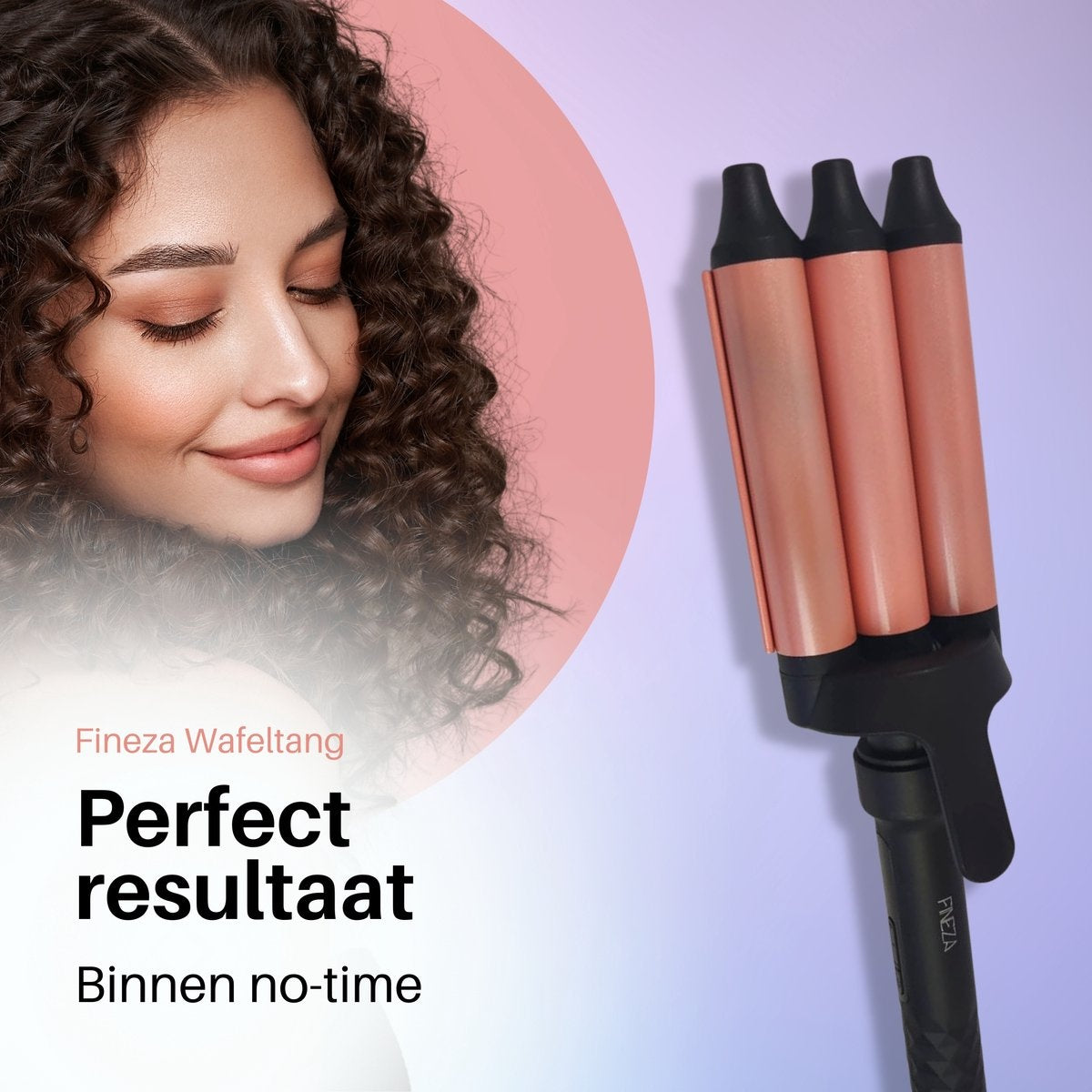 Fineza Waffelzange 25mm - Keramischer Lockenstab mit 10 Temperatureinstellungen - RosÃ©gold
