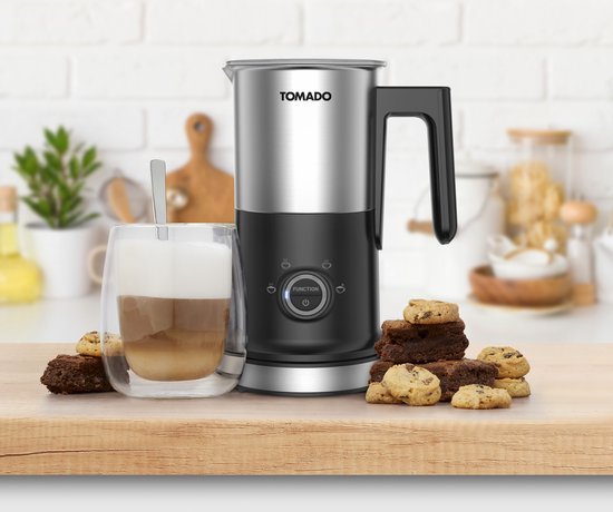 Tomado TMF2401S - Elektrischer Milchaufschäumer - Heißes und kaltes Aufschäumen - Erhitzen - Cappuccinozubereitung - PFAS frei - Edelstahl