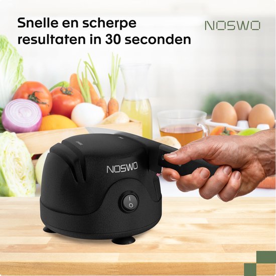 Noswo Elektrischer Messerschärfer - Multifunktional - Geeignet für Messer, Schraubendreher und Scheren - Rutschfest - Schwarz