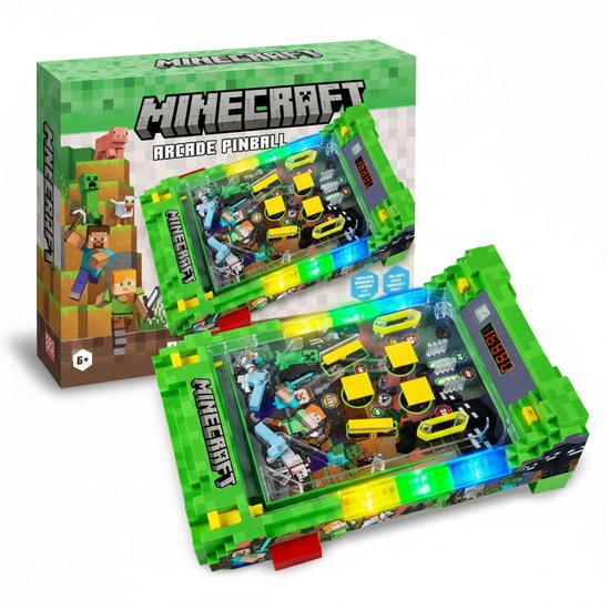 A Ambassador® Minecraft Pinball Machine - Offiziell lizenziert - Arcade Pinball - Mini Pinball Machine - Spielmaschine - Punktezähler - Tischplatte - Spiele für Kinder - Erwachsene - Das große Spielzeugbuch 2025