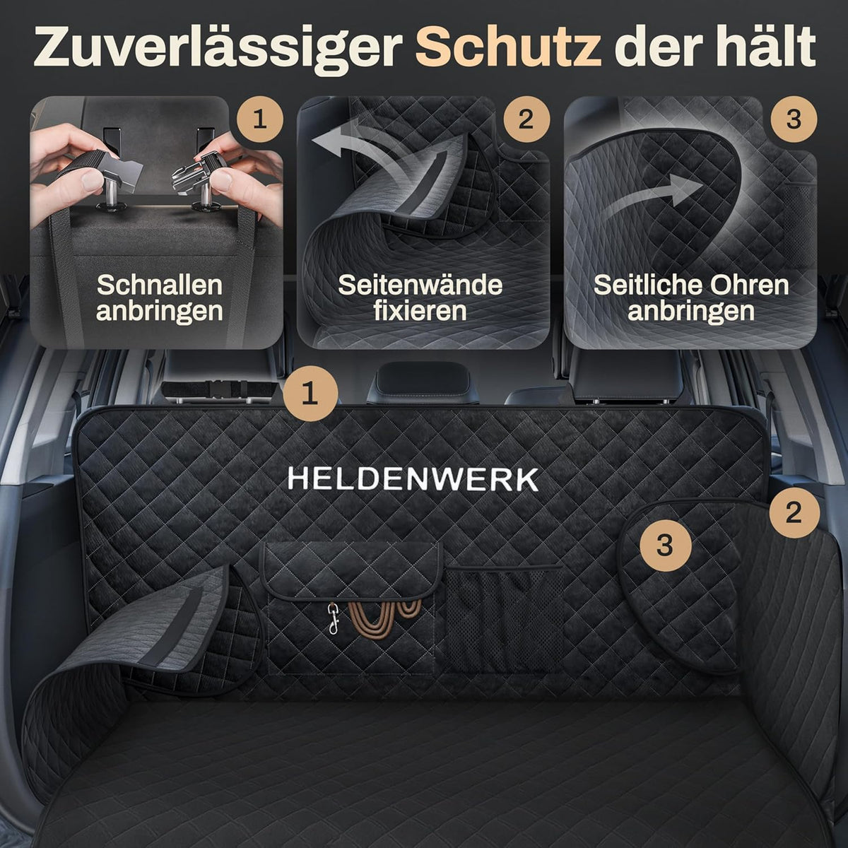 HELDENWERK Stiefelschutz für Hunde - wasserdicht & kratzfest - mit Seiten- und Stoßschutz - universell passend - hochwertig gepolstert - schwarz