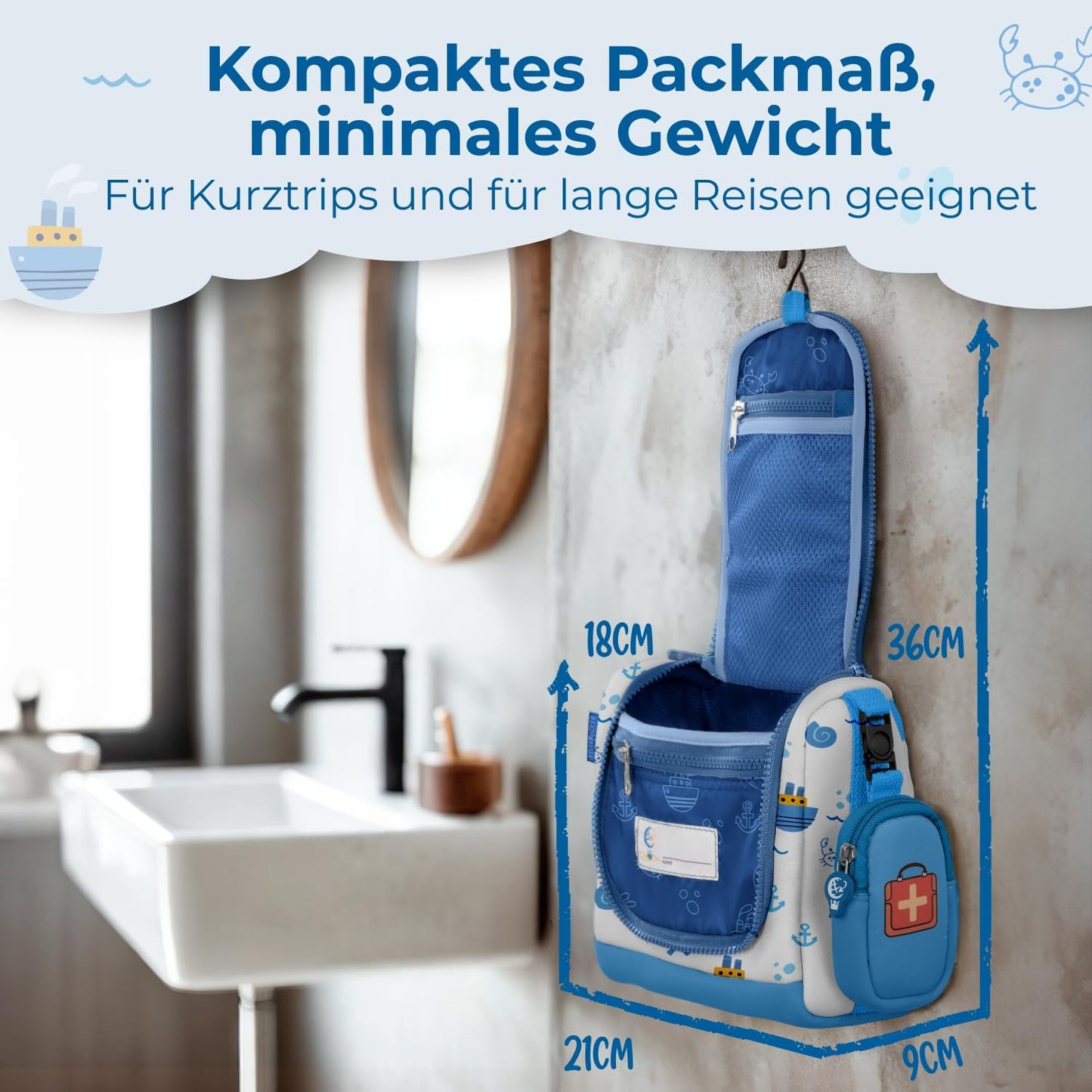 REISERACKER Kosmetiktasche für Kinder - blau