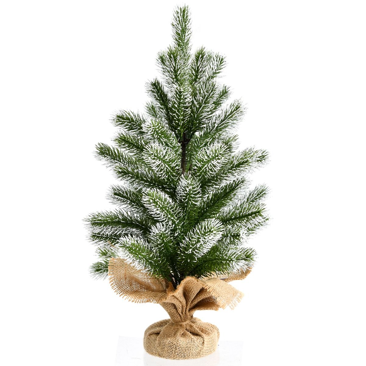 Coast Mini Künstlicher Weihnachtsbaum - Tischplatte mit Zementständer - Leinentuch - 50 cm - Grün mit Weiß